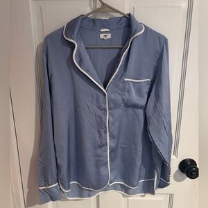 Aerie silk pajama shirt blue